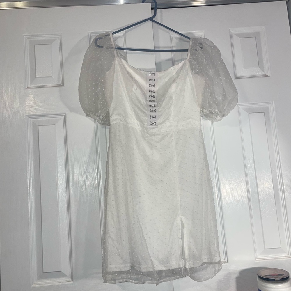 NWT Nasty Gal All Eyelets on You Sheer Sleeve Dress - Picture 2 of 6